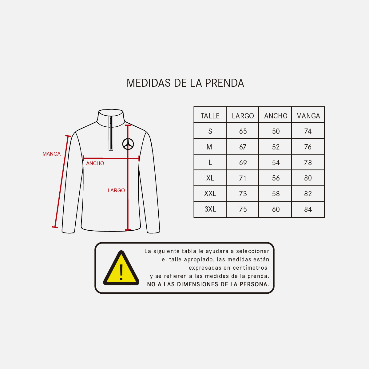 Buzo -Bosnia - tabla talle